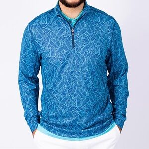 Cutter & Buck Teal Leaf Pattern Quarter-Zip